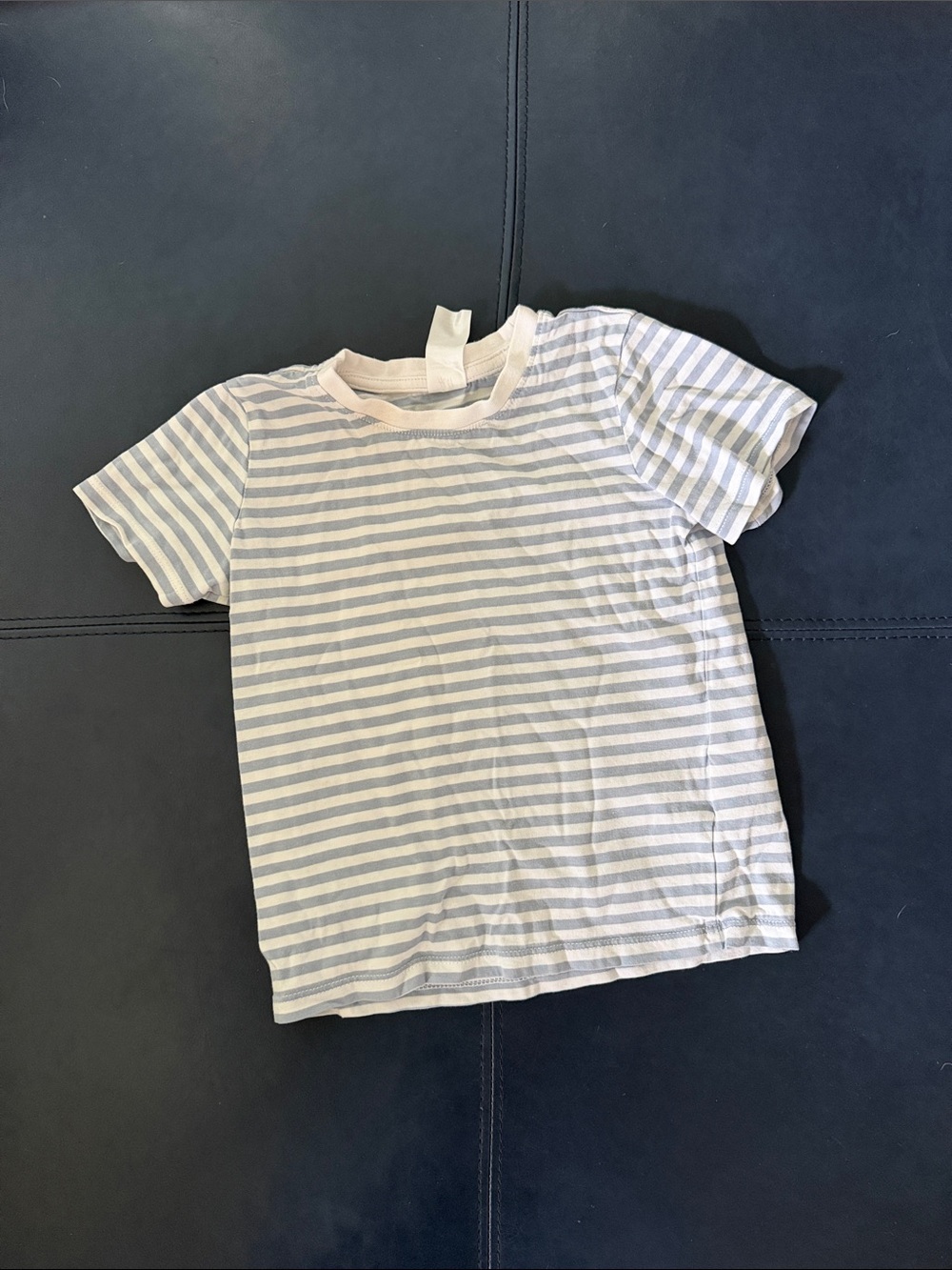 Kids Short Sleeve Striped Tee - White & Light Blue